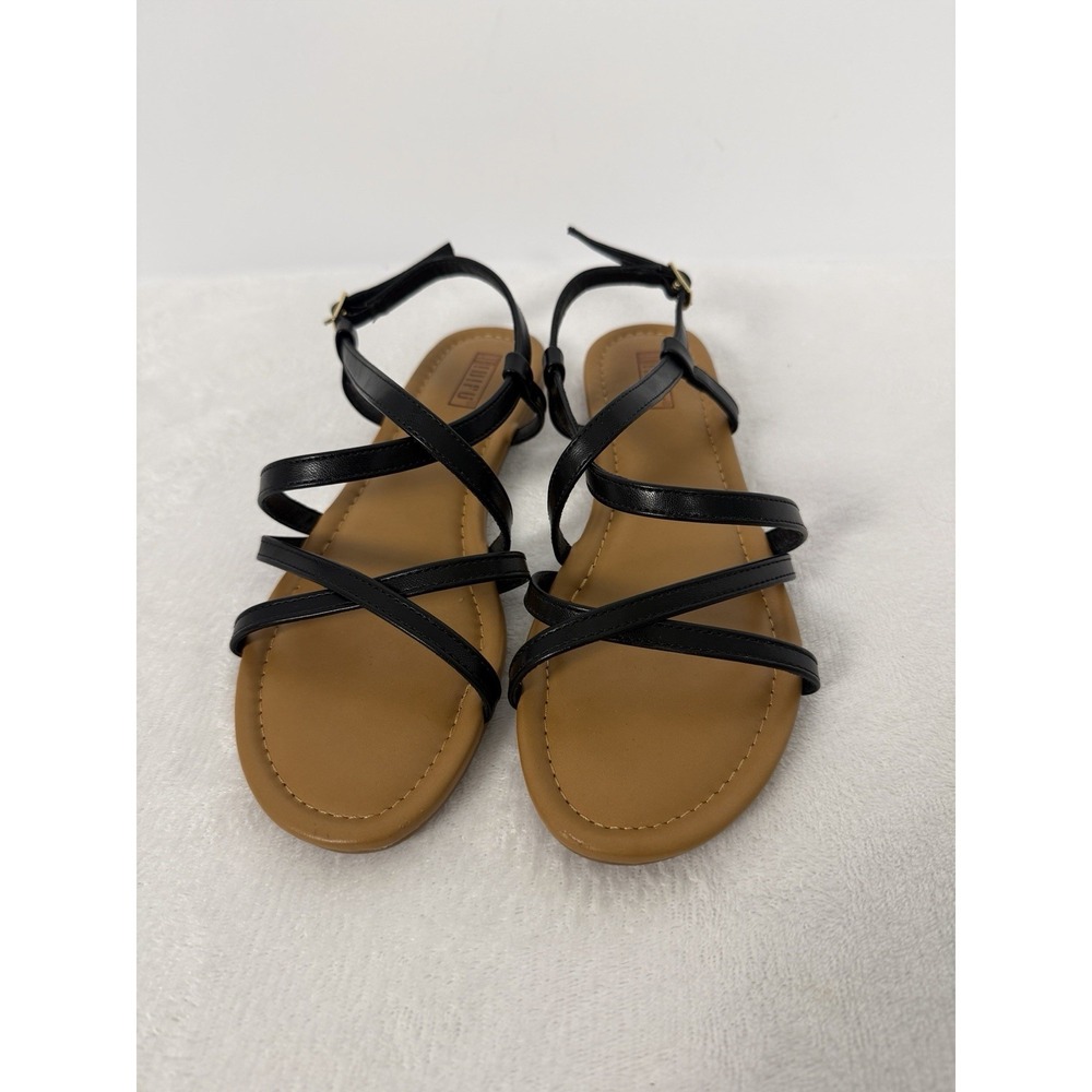Women's IDIFU‎ Flats Strappy Sandals Open Toe Ankle Strap Gold Glitter US 8